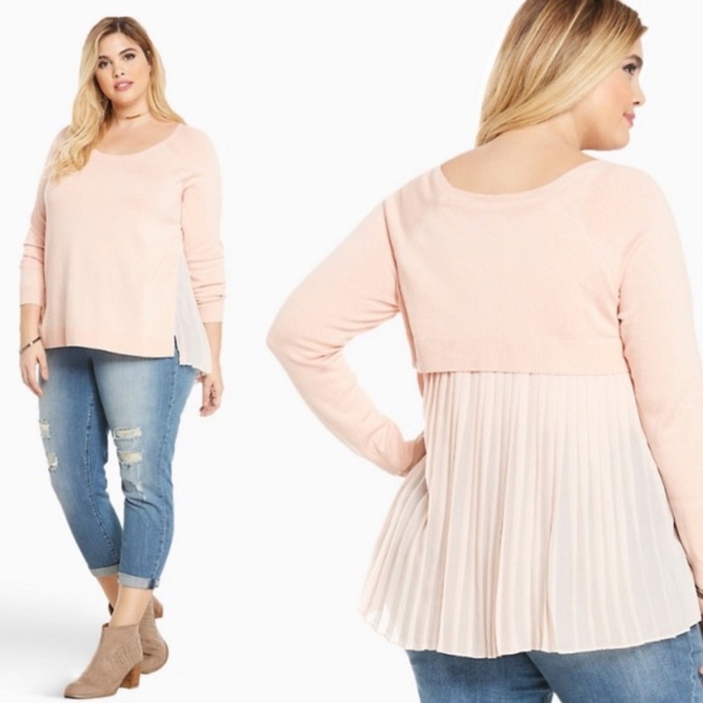 Pleated Chiffon Back Sweater